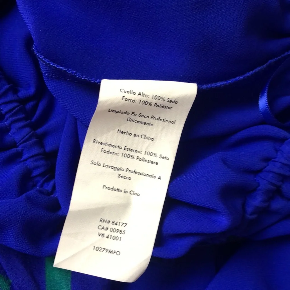 DVF Silk Blue and Green Women's Dress Size 2 - Picture 9 of 10